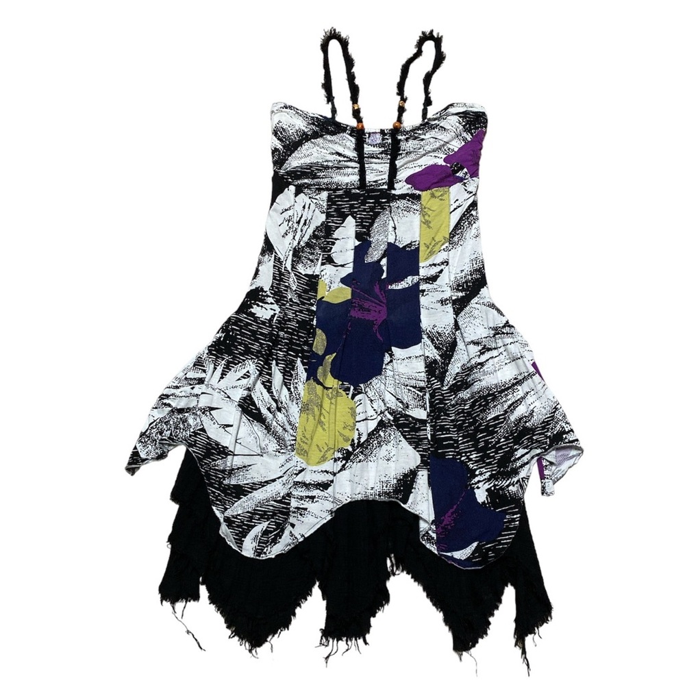 Y2K Free People Halter Dress Women’s M Coconut Girl Floral Bohemian Bandeau Top
